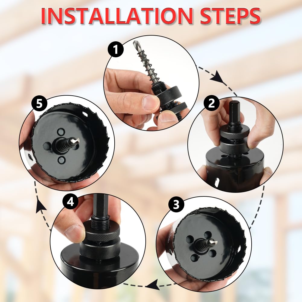 Flintronic Sierras de Corona 68mm, Sierra de Corona Bimetálica de 68mm, M42 HSS Bi-Metal Coronas Perforadoras, con Adaptador y Broca Piloto, para Metal Aluminio Madera PVC Plástico, Negro