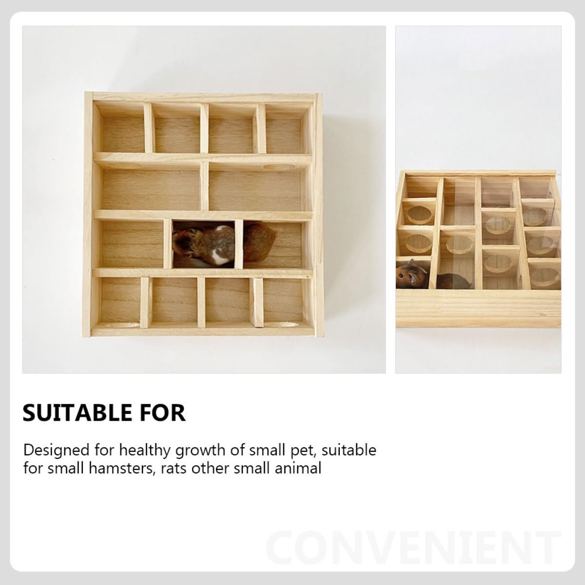 iplusmile Holz labyrinthspielzeug für Kleintiere Interessantes Mäuselabyrinth mit Hohem Rand Sicherer Käfigschutz Unterhaltungs Stressabbau Hamster Meerschweinchen Chinchillas