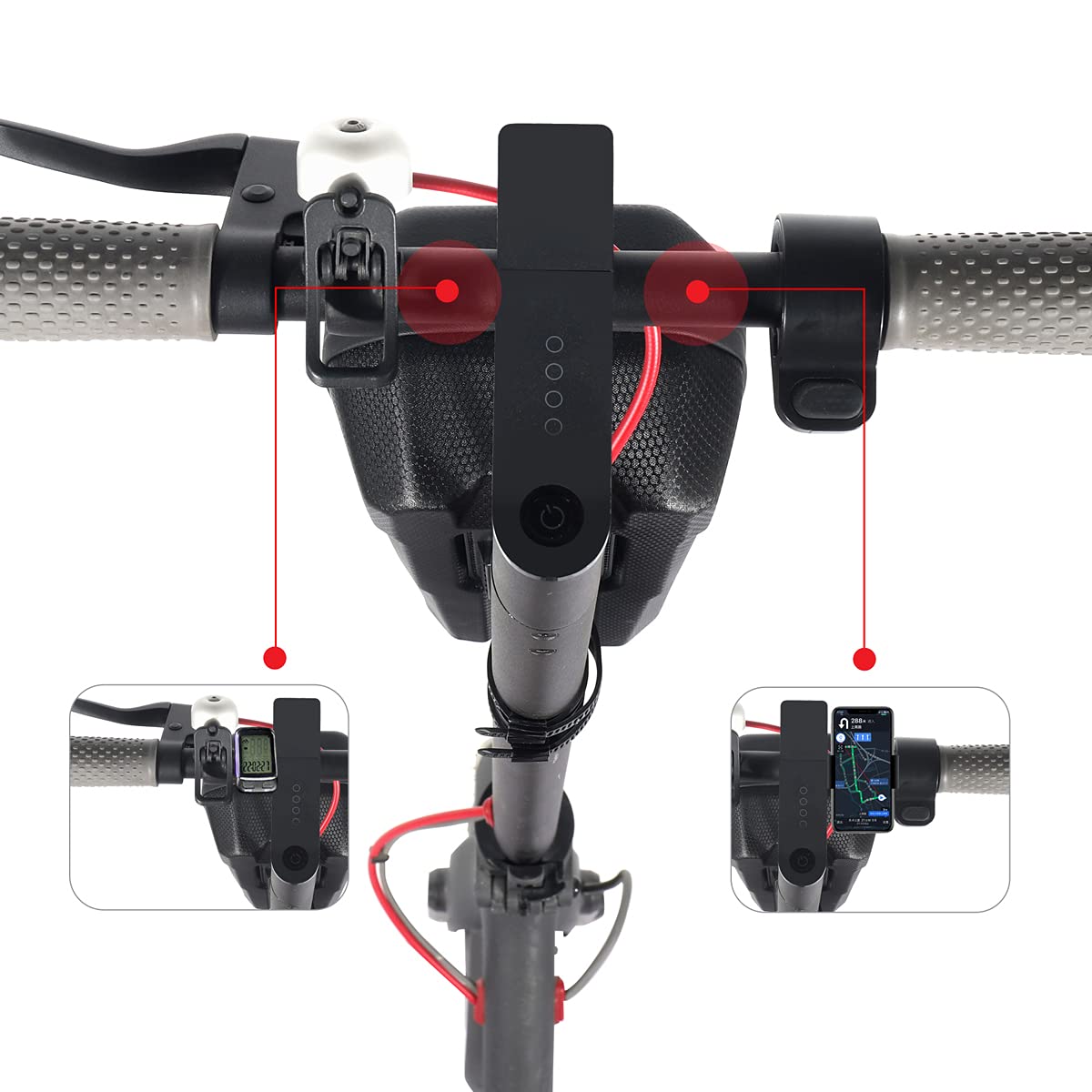 Borsa Per Monopattino Elettrico Impermeabile 3L | Per Manubrio | Compatibile Xiaomi M365, Ninebot ES | Nero - Foto 8