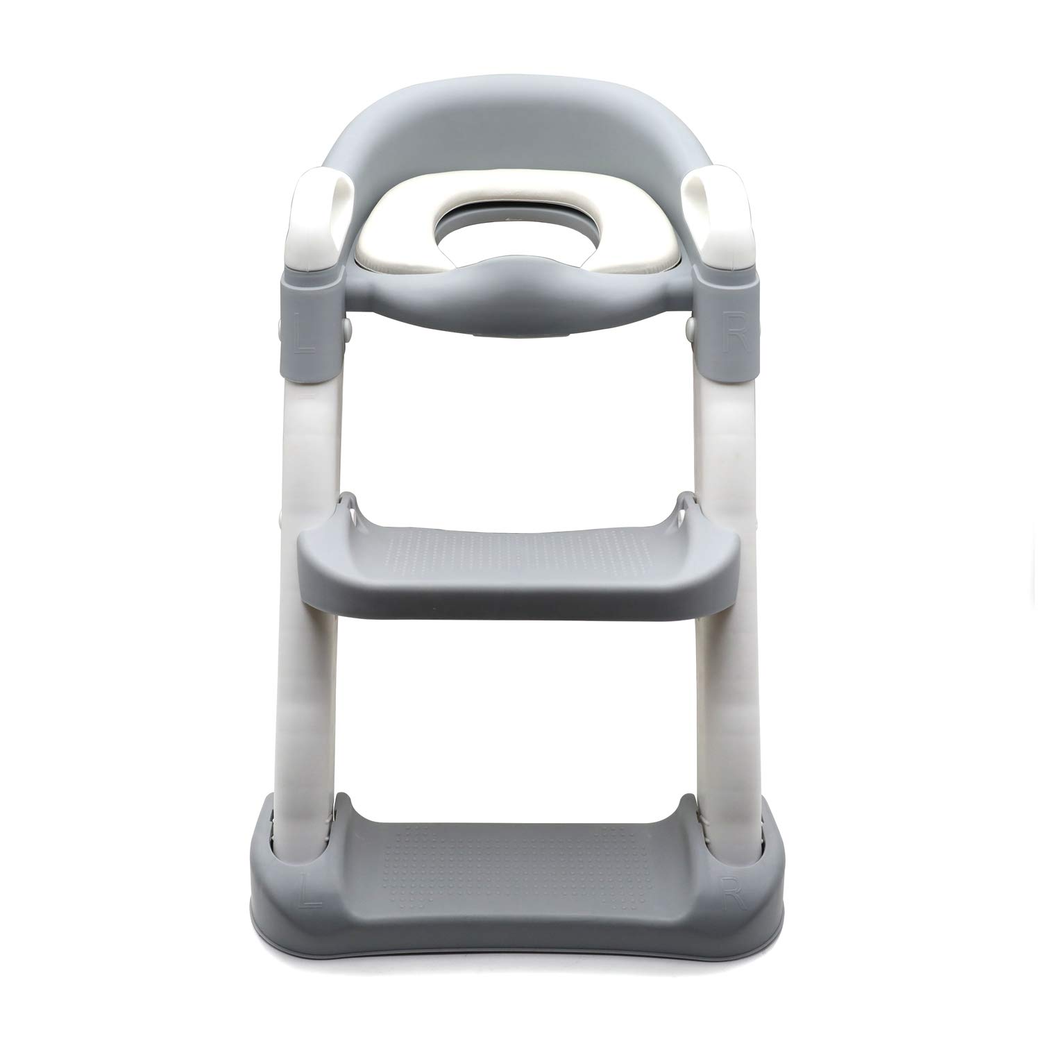 HTTMT - Asiento clásico de escalera de inodoro con cojín mejorado, silla de inodoro para bebés y niños pequeños, color gris [P/N: ET-BABY002-GRAY-C]