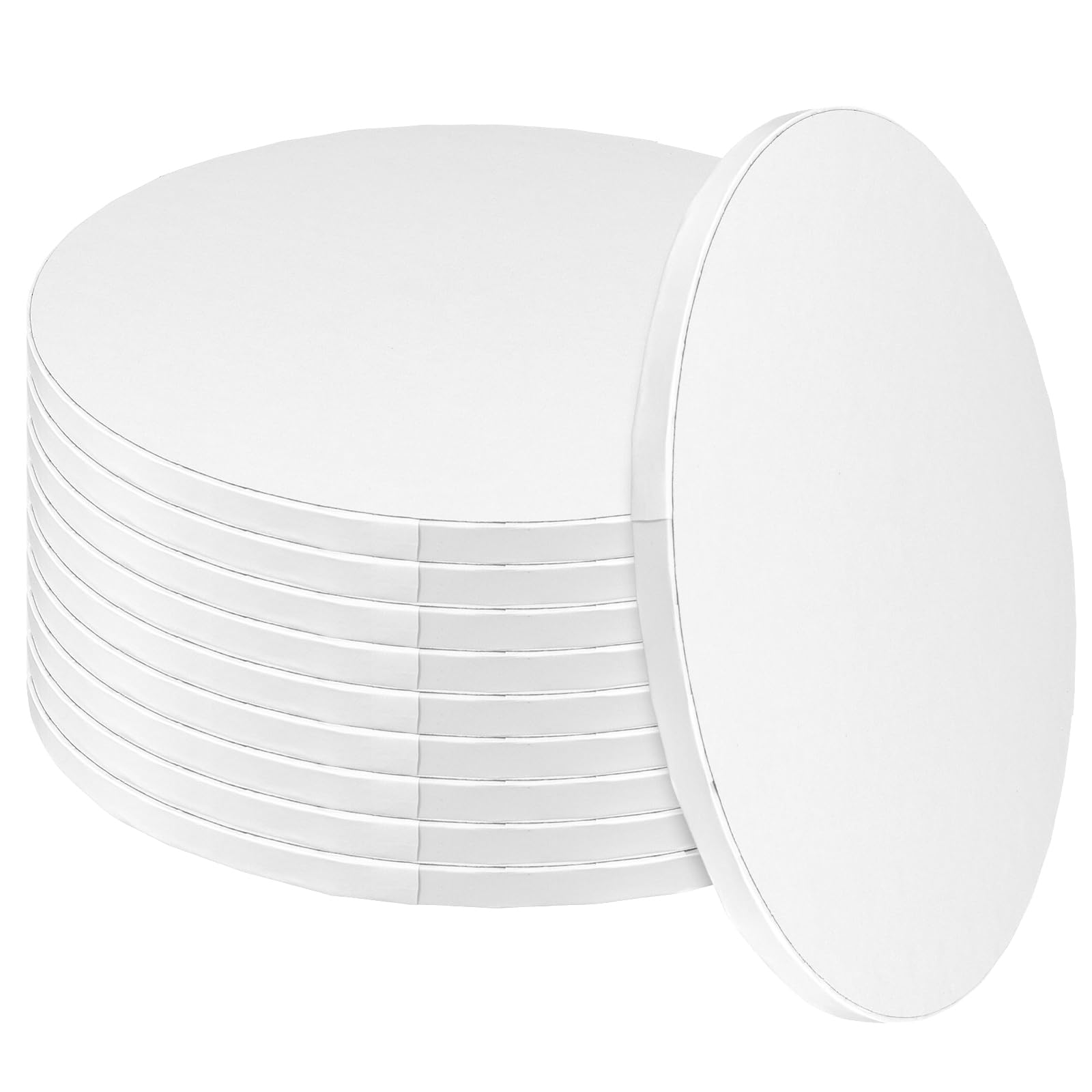 Lot de 10 Cake Boards 25 cm - Supports à Gâteau Ronds en Carton Ondulé 4 Couches - Plateau Jetable pour Mariage, Anniversaire, Fête (Blanc)