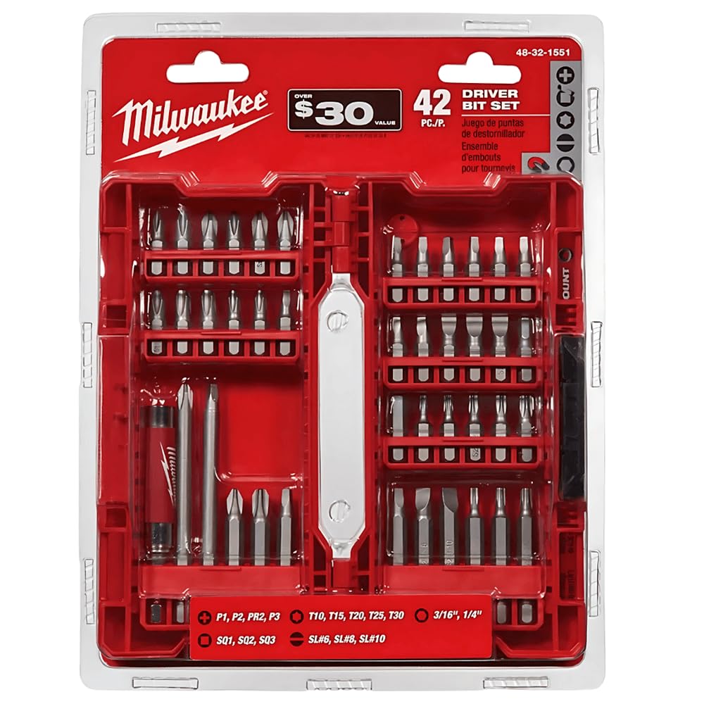 Milwaukee 48-32-1551 Juego de puntas de destornillador de alta resistencia, 42 piezas