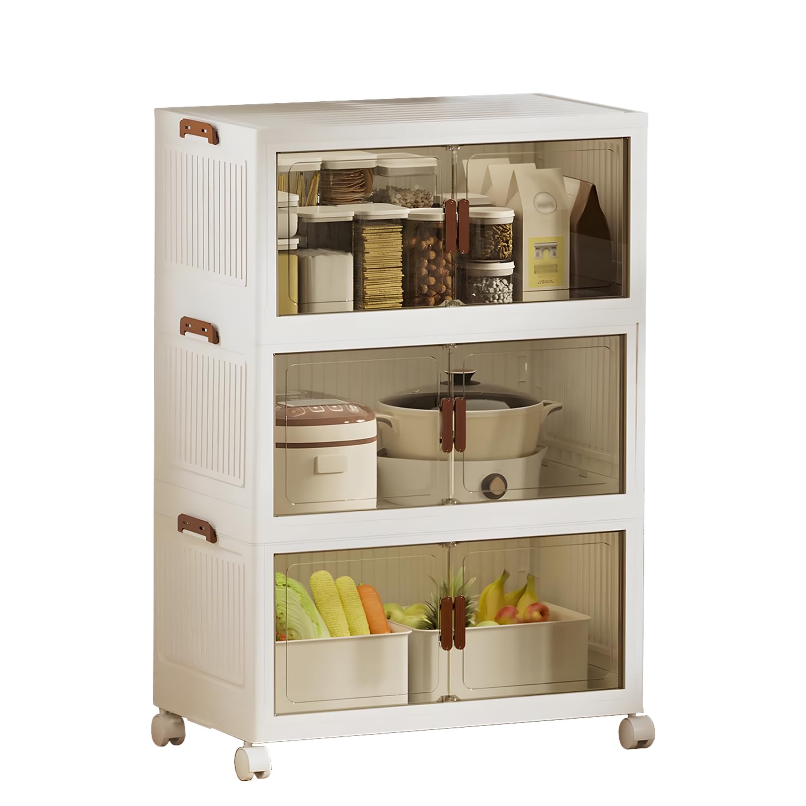 3 Paquetes Cajas Almacenaje Plastico con Tapas gabinete de cocina con ruedas, Plastico Cajas de Almacenamiento Apilables Plastico Armarios Organizador para el hogar