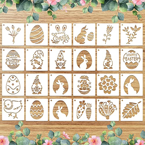 Schablonen Ostern, 24 Stück Ostern Schablonen Set, Kunststoff Zeichnung Malerei für Kinder, Ostern basteln, osternkarten, Körpermalfarben, Ostern deko und ostergeschenke (A) Cover