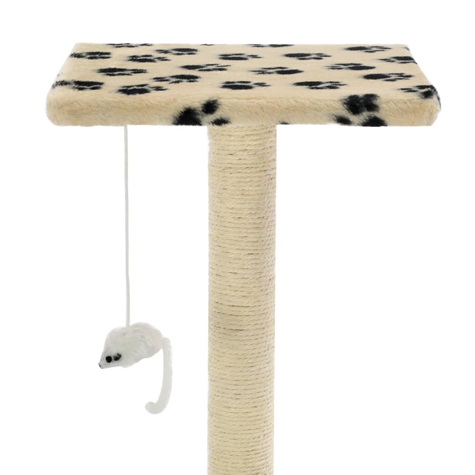 Rascador para Gatos con Poste de sisal 95 cm Huellas Beige Poste Rascador para con Cuerda de Sisal, Colgante para Gatos y Manta Suave