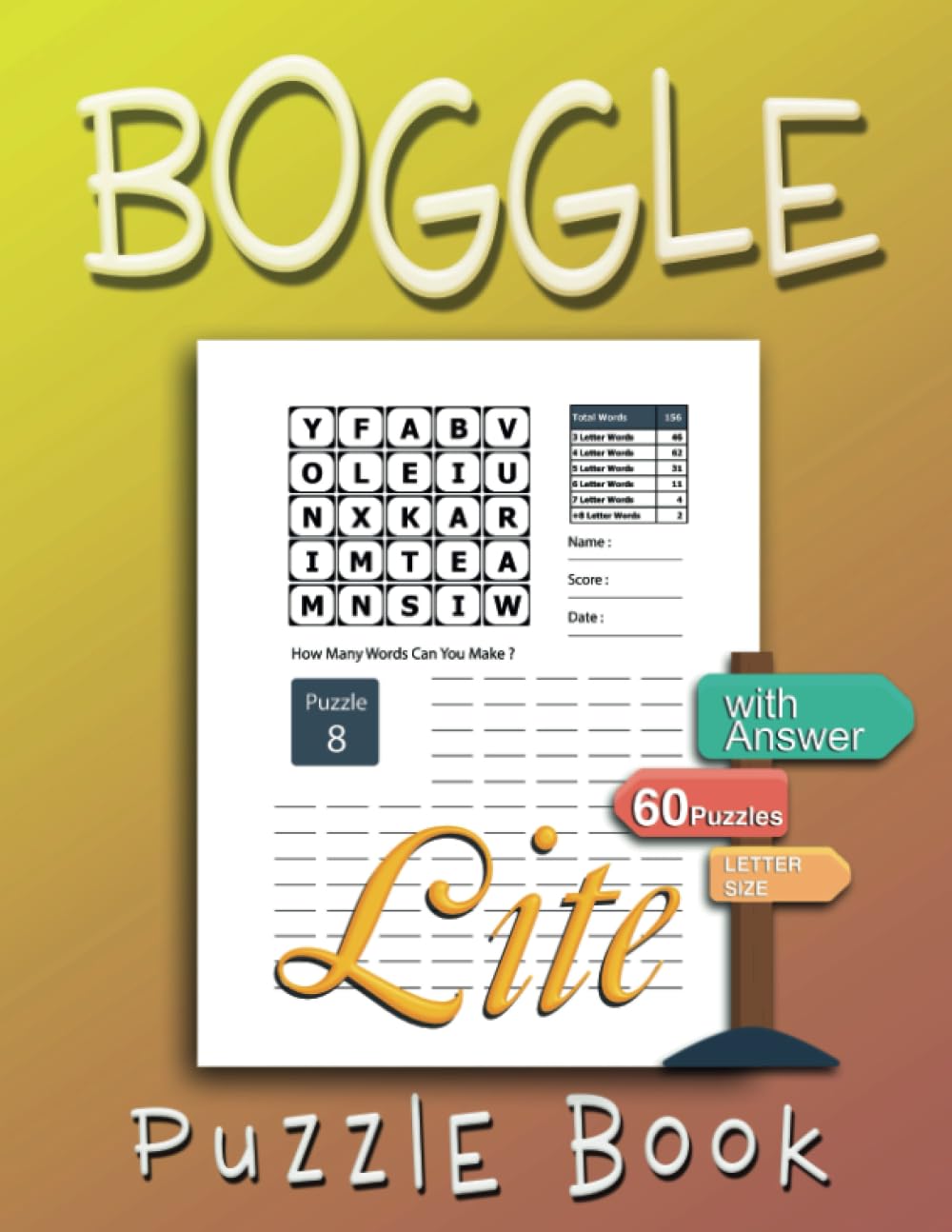 Boggle Lite Puzzle Book: Boggle Your Mind! , Enjoy over 60 puzzles , 8.50 x 11 in, Puzzles & Solutions.