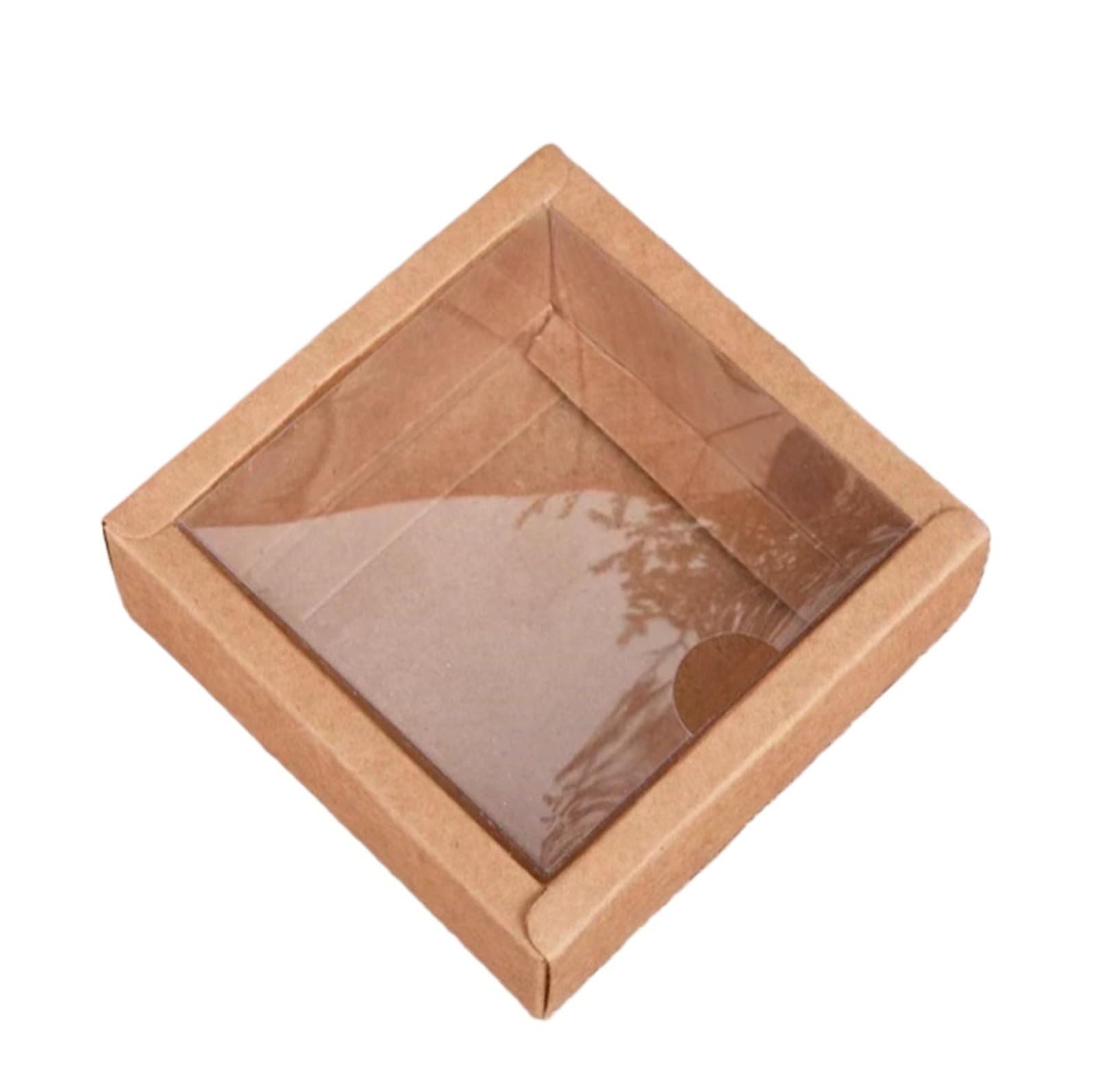 Kraftpapier Box Mit Fenster 10 Stück Kraft-Geschenkbox mit Fenster | For Kekse, Süßigkeitenkuchen(Clear01,8.5x8.5x3.5cm)