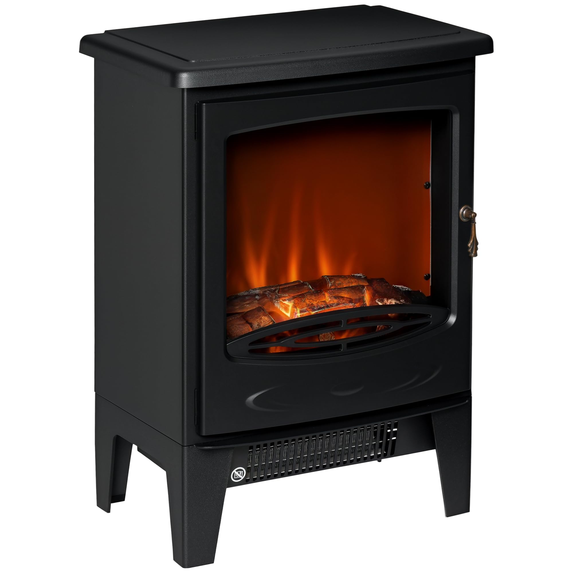 HOMCOM Electric Fireplace Stove with LED Flame Effect 900W/1800W Black