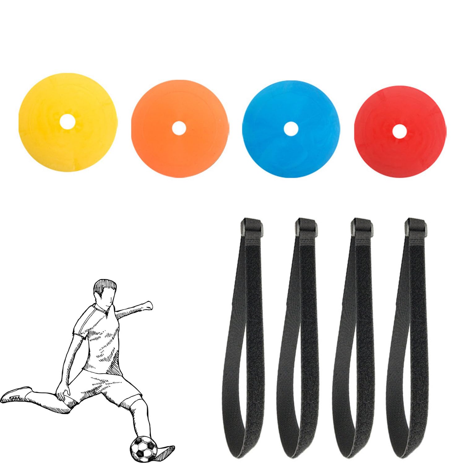 Generic 4 PCS Shooting Goal Target Discs, Soccer Training Goal Discs with Adjustable Rope, Improve Hit Rate Agility, Football Practice Equipment, Gifts for Kids and Adults, red, yellow, orange, blue