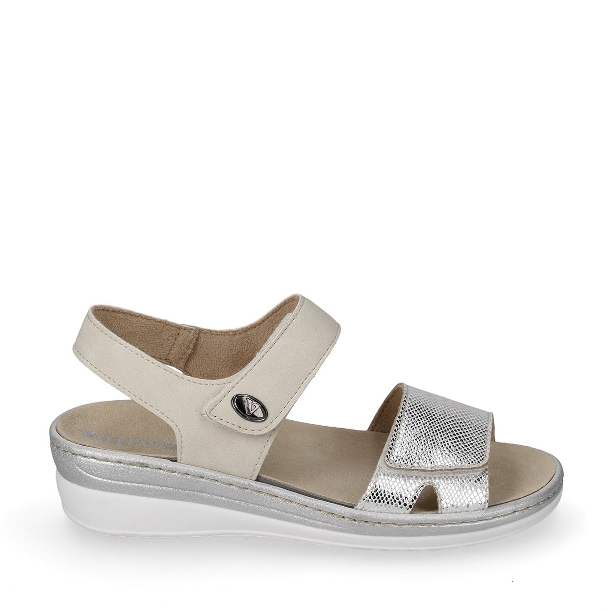 Valleverde Sandali Donna 56102 in Pelle Platino o Argento Scarpe Casual Comode, Leggere e Flessibili, Ideali per Primavera Estate