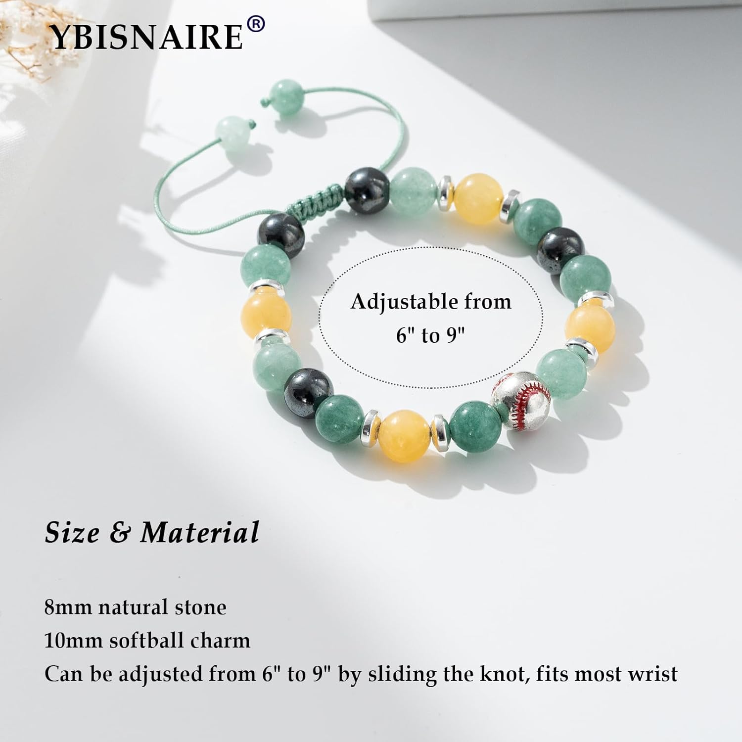 Softball Bracelet Gifts for Women Girls I Love Softball Player Team Gifts, Beautiful Green Pink Stone Bracelet Gift for Christmas Birthday Graduation Gift for Daughter Granddaughter Friend - Image 6