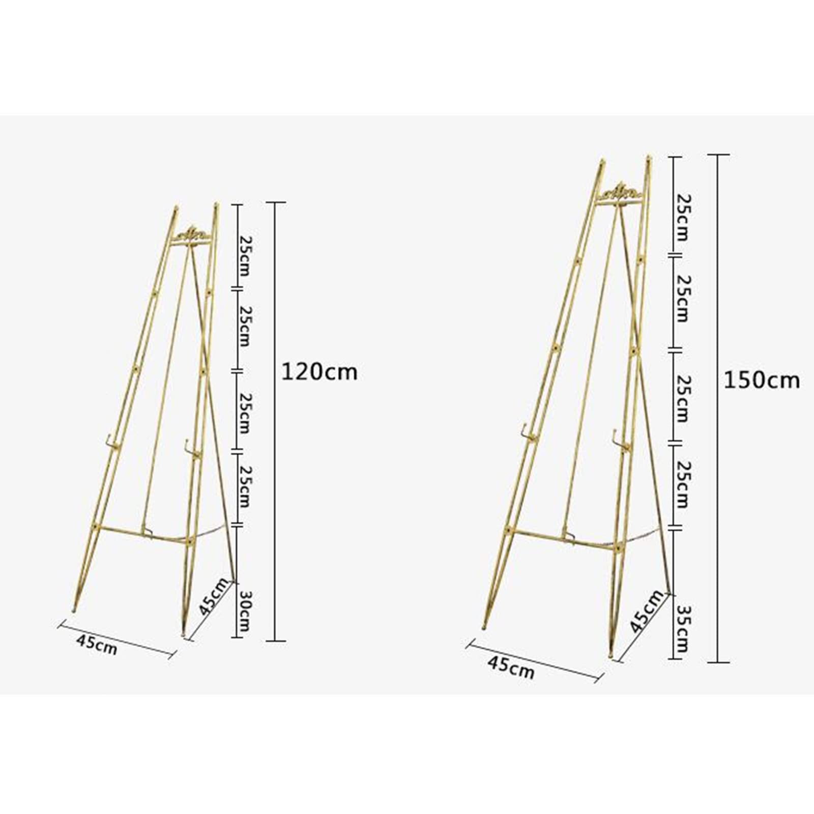 Caballete de estudio de 1,2/1,5 m, caballete de metal plegable ajustable con marco en A, caballete de exhibición para imágenes/pósteres/carteles de boda, dorado (tamaño: 150 cm, color: dorado) (oro