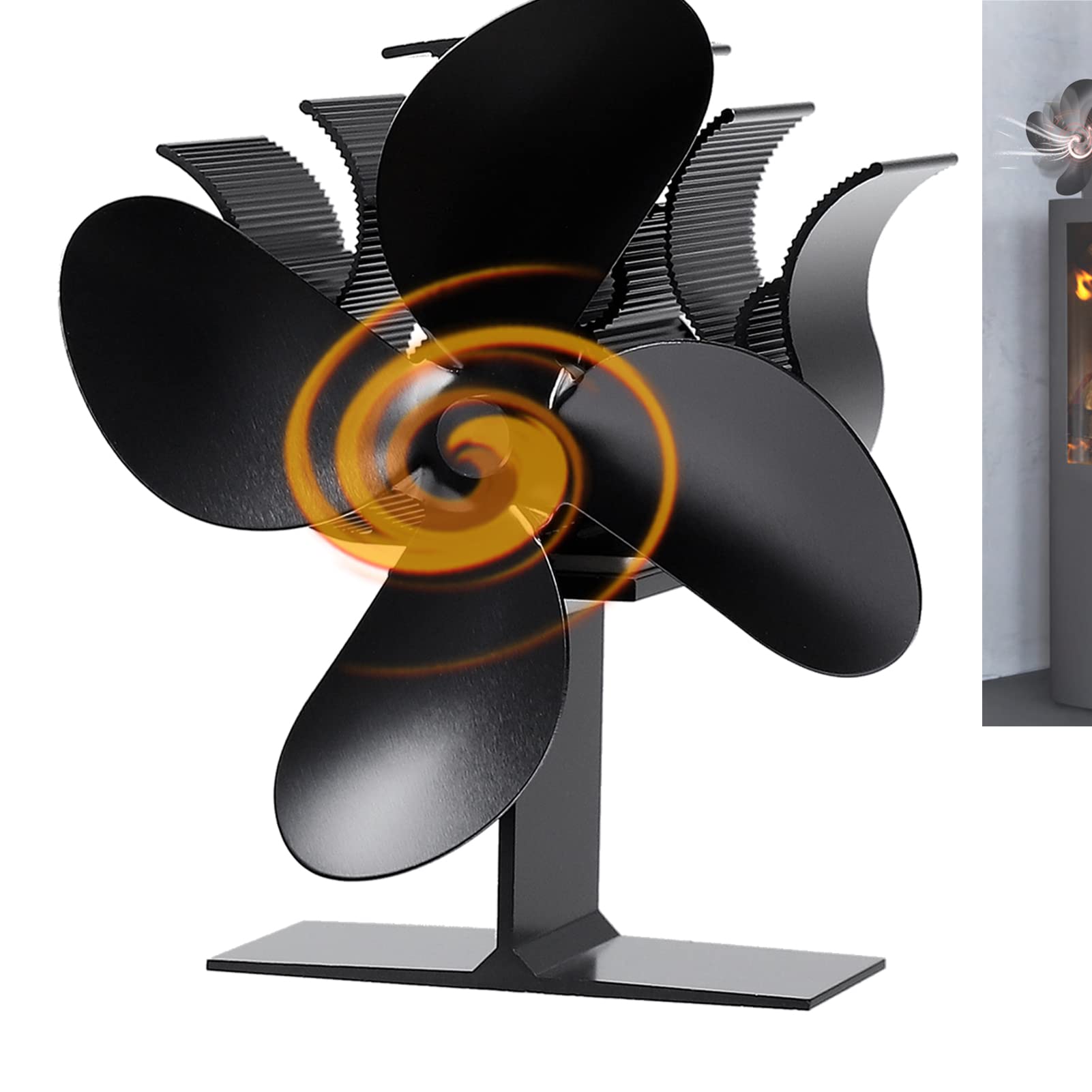 ZapaEsti Wood Stove Fan 4 Blades Silent Operation Wood/Log Burner/Fireplace