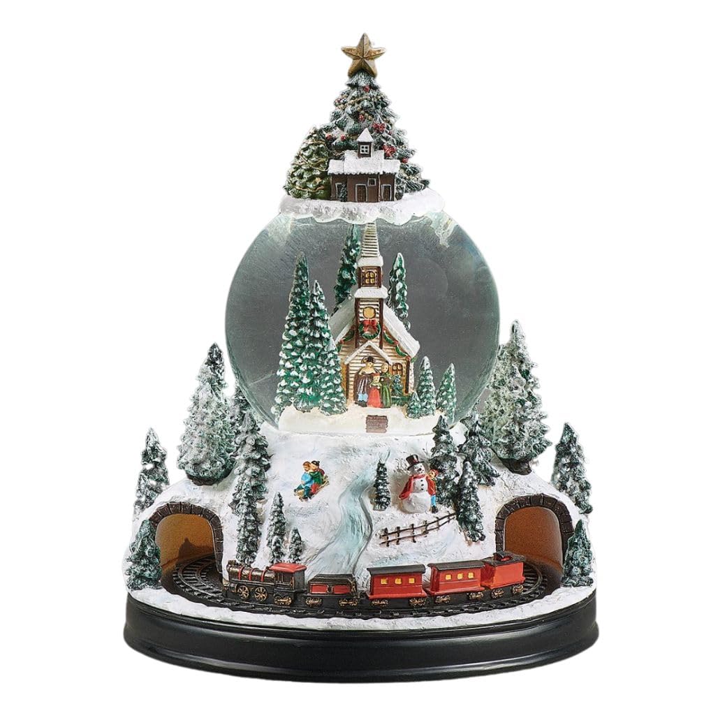 Decoración festiva de pueblo de Navidad con escena iluminada para regalo familiar