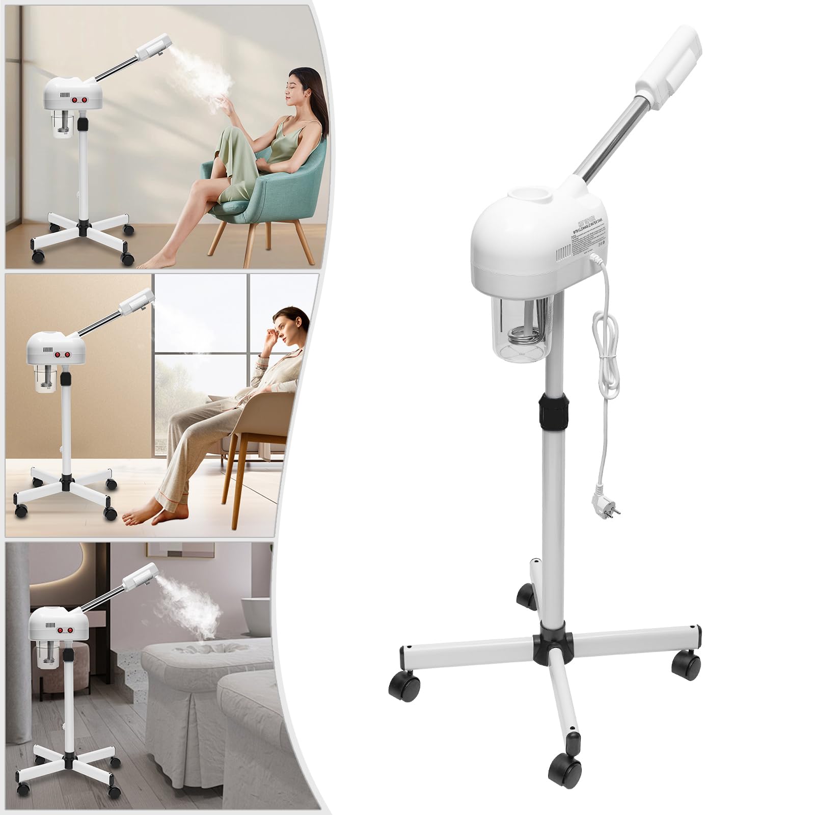 Gesichtssauna Verdampfe Professionelle Vertikaler Gesichtsdampfer Gesichtssauna mit 750ml Wassertank Beauty Studio Vaporizer Facial Steamer für Krankenhäusern, Schönheitssalons