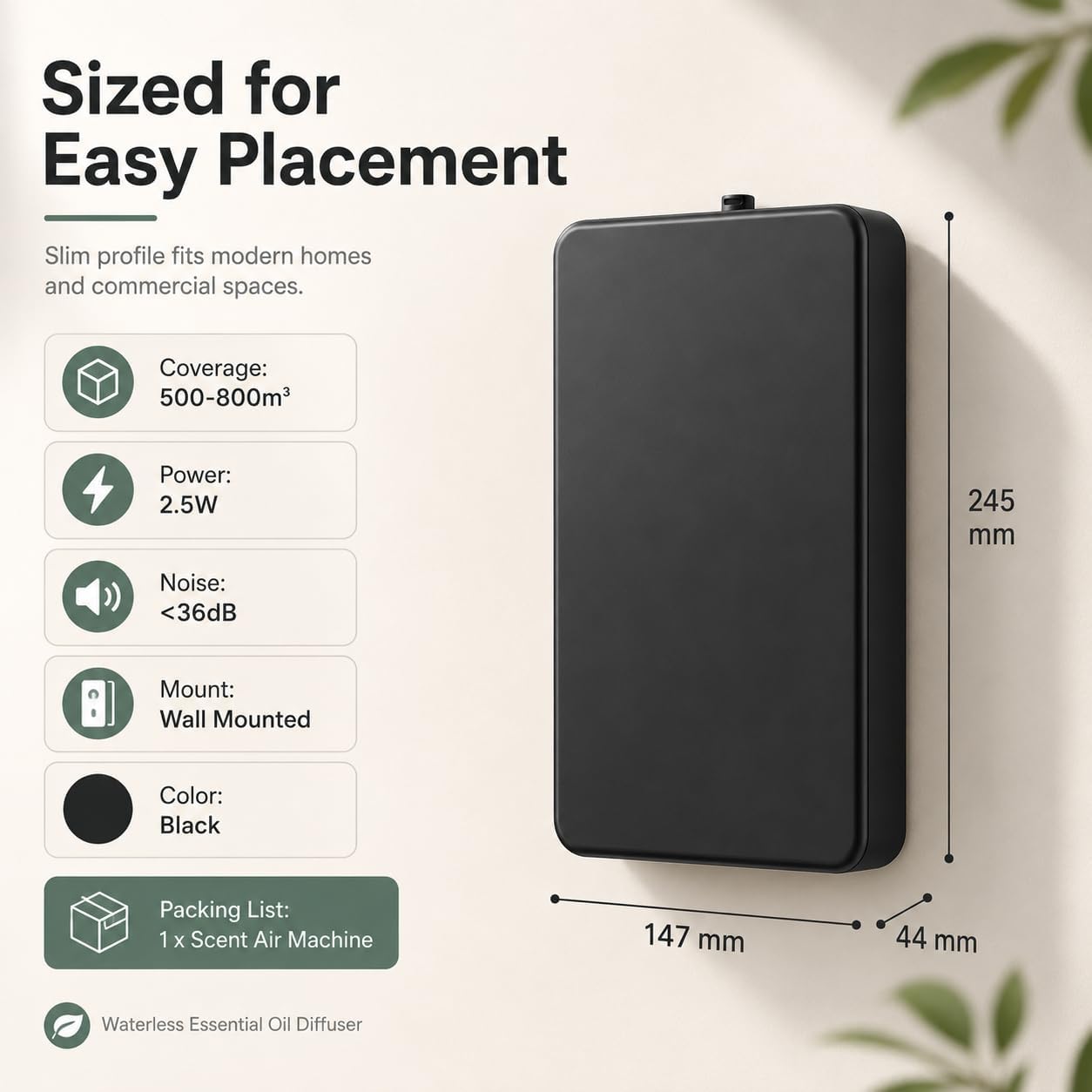 Smart Scent Air Machine de 500 ml, difusor de aceites esenciales sin agua con control de aplicación, temporizador y cobertura de hasta 800 m³ para el hogar y la oficina