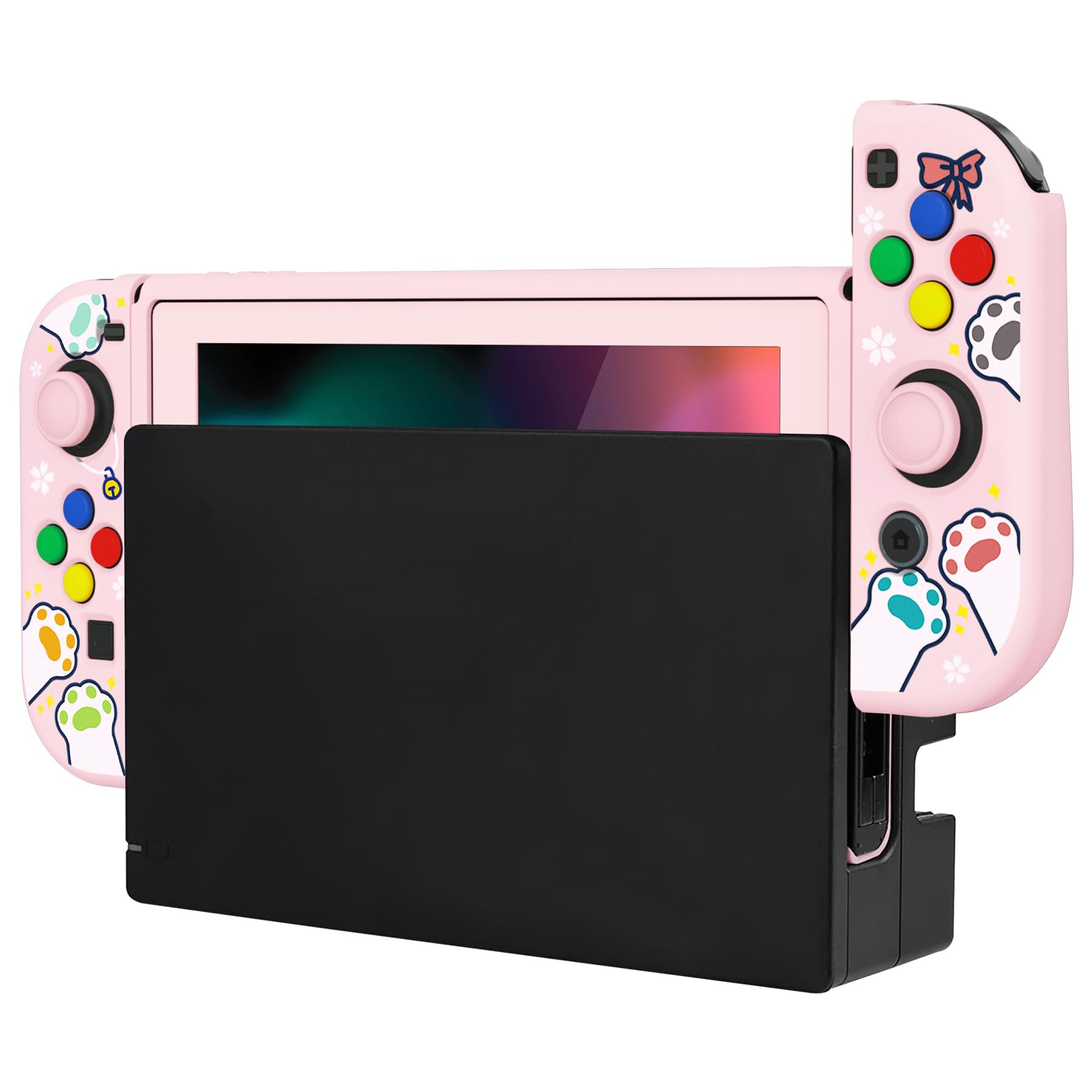 playvital ZealProtect - Custodia protettiva morbida per Nintendo Switch, protezione flessibile per Switch con pellicola protettiva in vetro temperato, impugnature per pollice e tappi per pulsanti ABXY