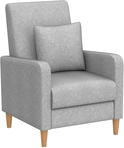 Miniatura 21 de COLAMY - Sillón moderno con cojín para sala de estar, sofá individual y auxiliar para ocio y lectura, tapizado en tela con patas de madera, color