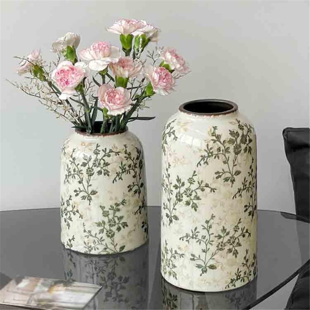 Jarrón Decorativo Pequeño jarrón de cerámica Retro, Adorno Floral hidropónico for Sala Estar, Varios tamaños Disponibles para Decorar el hogar(Grande)
