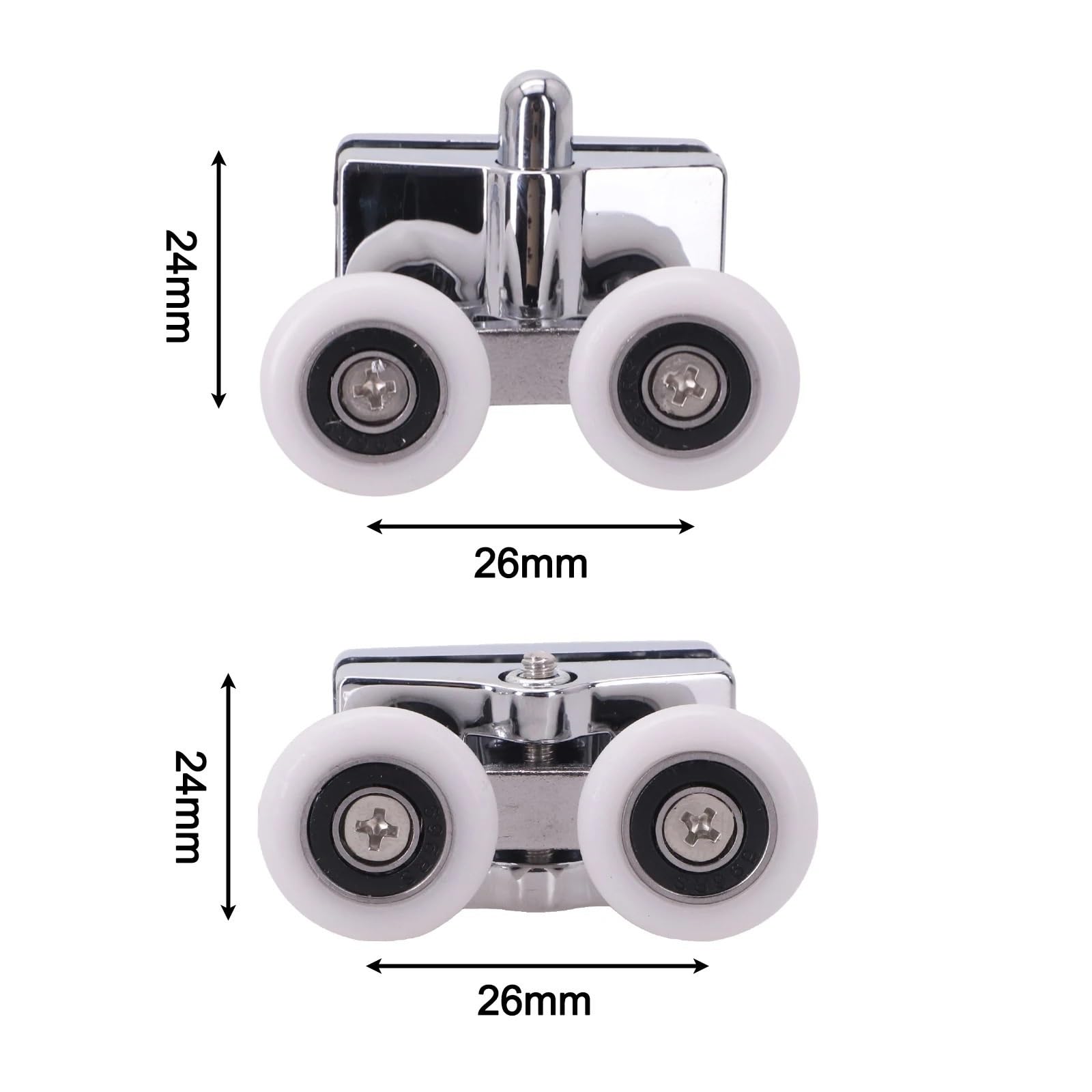 8 STÜCKE Doppelrollen for Duschwandtüren, Oben und unten, 23,0 mm, Ersatzzubehör for Badezimmer-Glasschiebetüren Für Badezimmertüren，Glastür