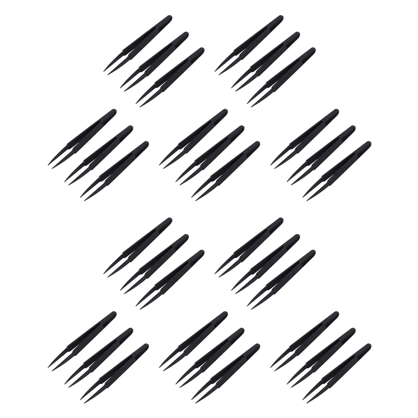 Jnchdghwa Black 30 Pcs Plastic Electronic Pointy Tip Anti-Static Tweezers