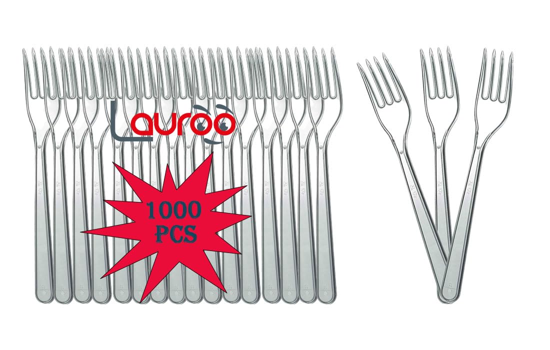 Plastikgabel LUX Mehrweg Dessertgabeln Plastikbesteck - Transparent 1000 Stück