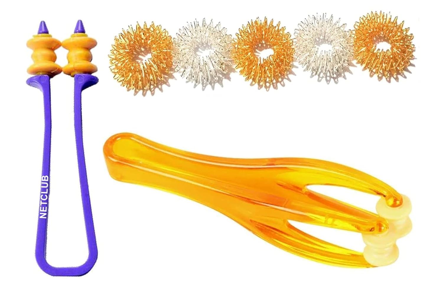 ACB Acupressure Pain Relief Yubi Lax Germa 2 Finger Roller 5 Sujok Ring Massager for Relieving Stress and Tension & Relaxes the Mind & blood circulation Body Massager