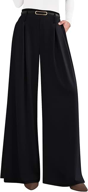PRETTYGARDEN Womens Fall Wide Leg Trousers 2025 High Elastic Waist Loose...