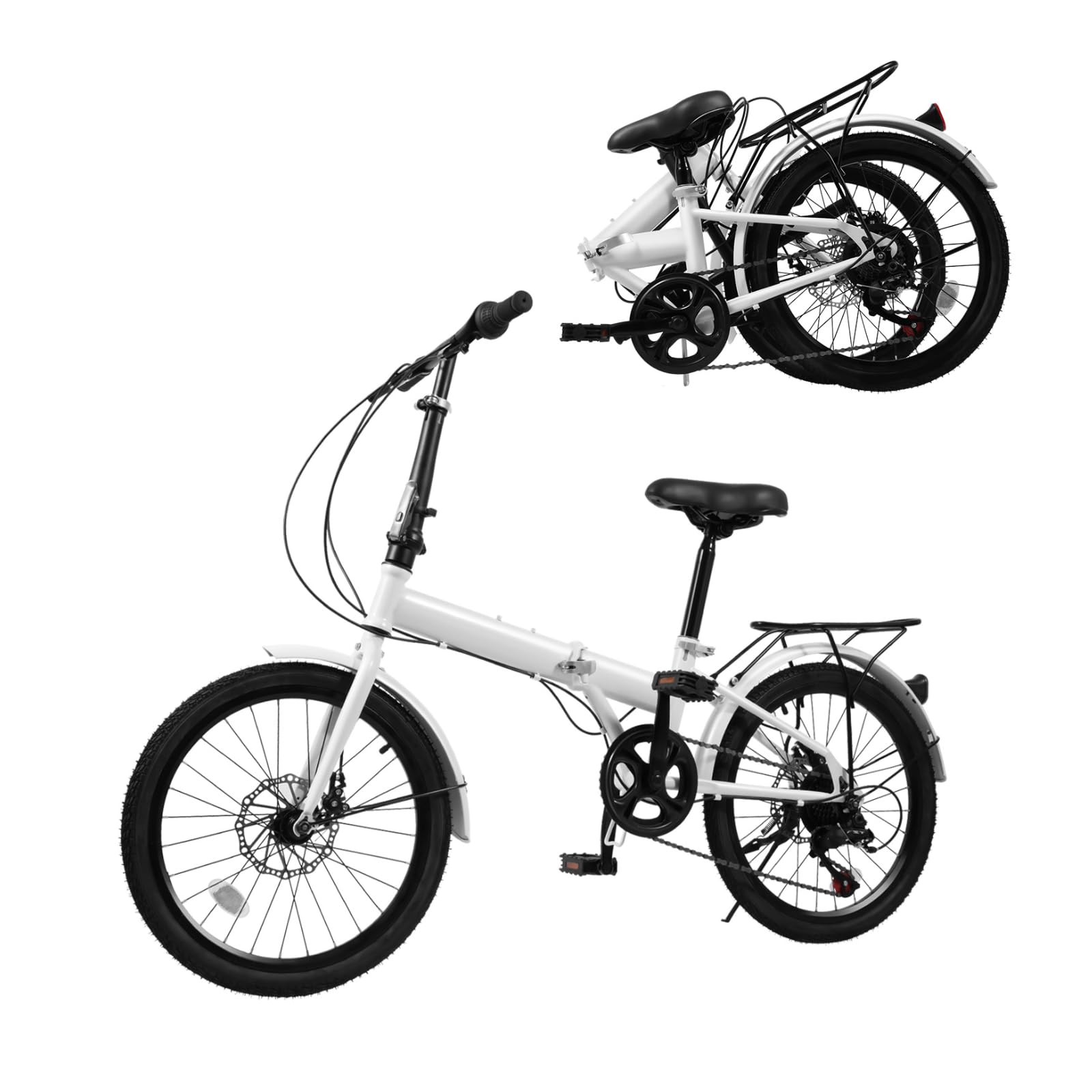 Fenjidrop ?20 Inch Foldable Bike, 7 Speed Folding Bike with Basket, Heavy Duty Bikes for Adults Folding Bicycle Up to 330lbs-Lightweight, Folding Bicycle with Adjustable Seat & Front and Rear V-Brakes