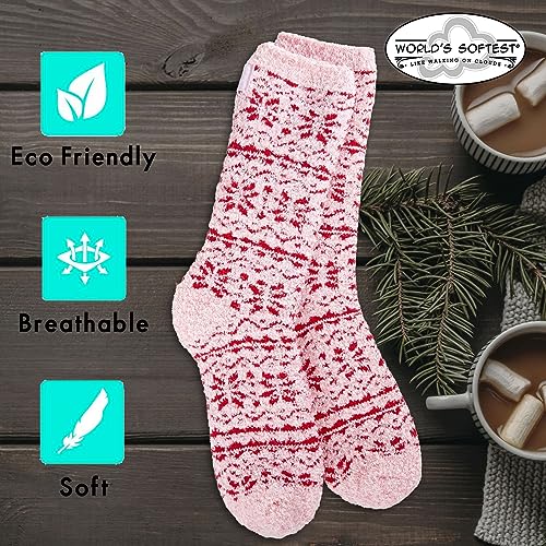 Image of World's Softest Cozy Collection Crew Socks - Smooth Multi Colors Cozy Socks - Knit Top Holiday Spirit Fashion Socks