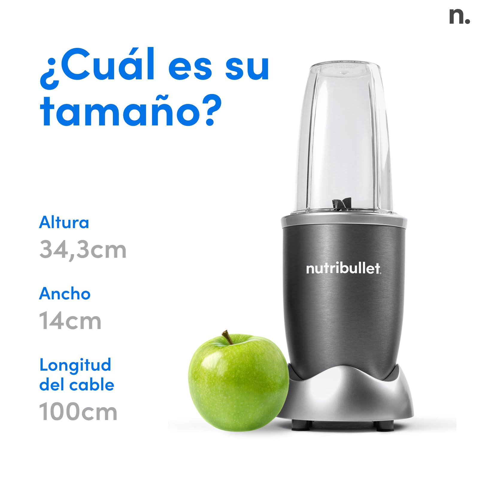 nutribullet Original 600, batidora personal, batidora multifuncional y licuadora, 600 W de potencia, NB603DG, Paquete Básico
