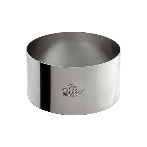 Fat Daddio's anillos de pastelería y molde redondo para tortas de acero inoxidable, Plateado