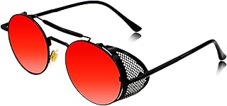 elegante Side Shield Steampunk Round Sunglasses for Men-picture-18