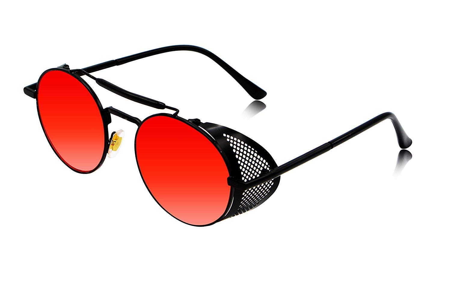 ELEGANTE Side Shield Steampunk Round Sunglasses for Men