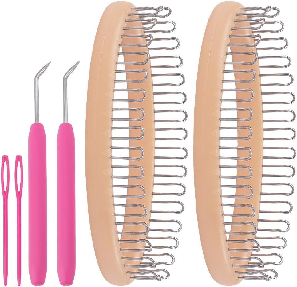 MAYJOYDIY 2 Set Sock Loom Kit Knitting Loom for Beginners Oval Sock Knitting Loom Set with Crochet Hooks & Knitting Needles for Sock Hat Scarf Shawl Blanket DIY Craft Sewing Accessories