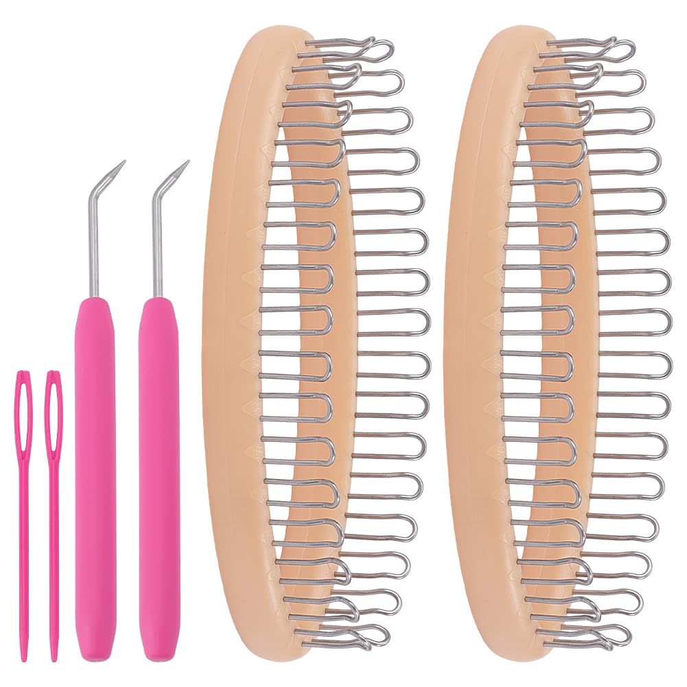 Juego de 2 telares de calcetines para principiantes, juego de telar ovalado para tejer calcetines con ganchos de ganchillo y agujas de tejer para calcetines, sombrero, bufanda, chal, manta
