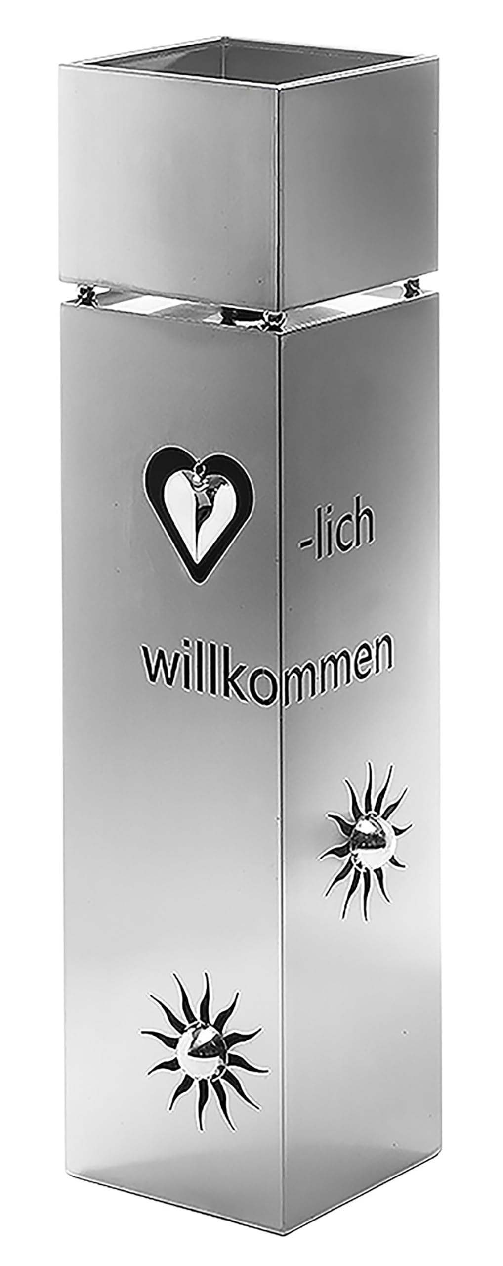 Pflanzsäule Gartensäule Blumensäule Dekosäule mit Schale -Herz- Edelstahl 100 cm