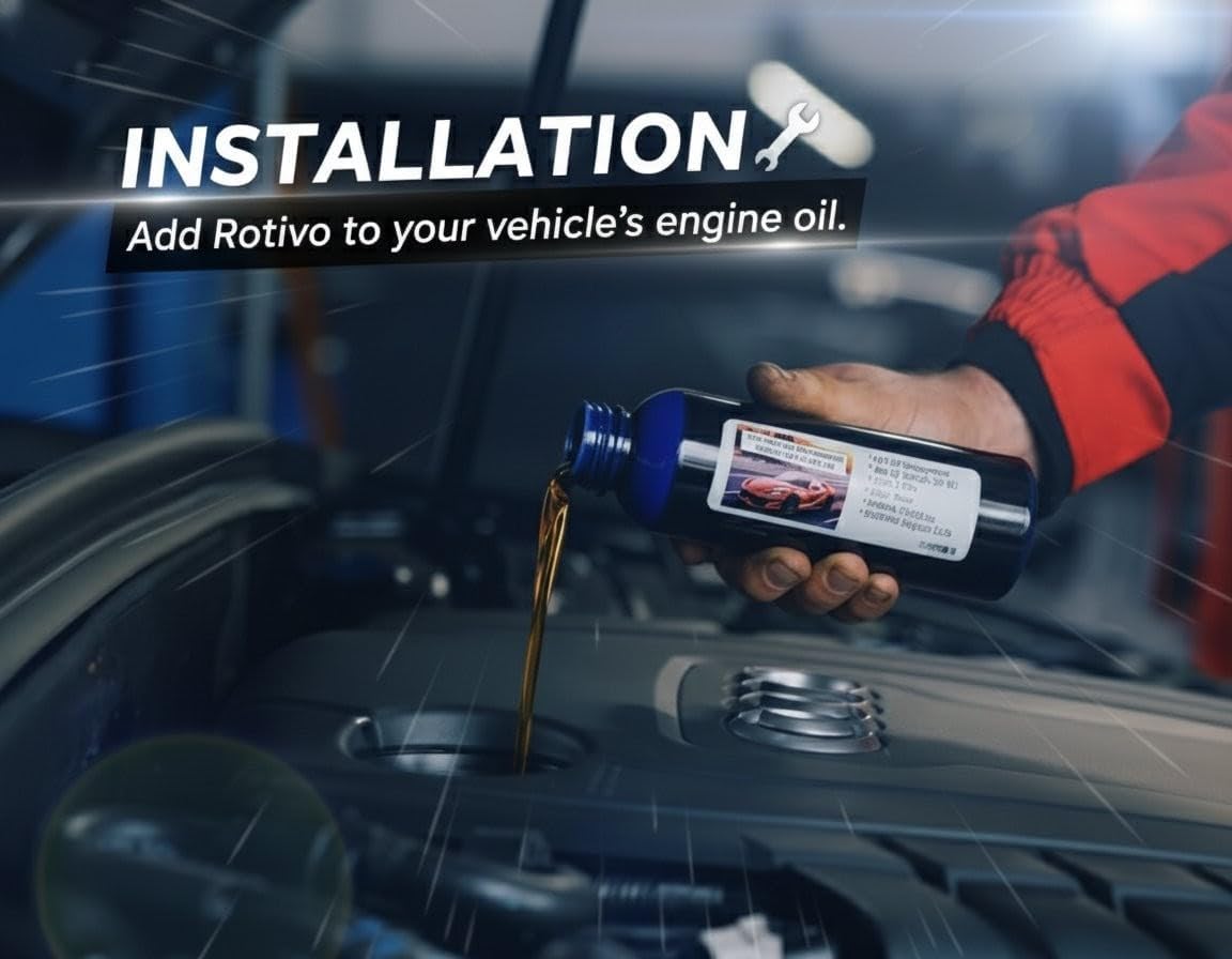 Rotovik High Performance Motor Oil Additive Treatment - Add 30 Horsepower & 4 MPG - Engine Cleaner - Fuel Saver – Car Truck SUV Accessories – Friction Reducer