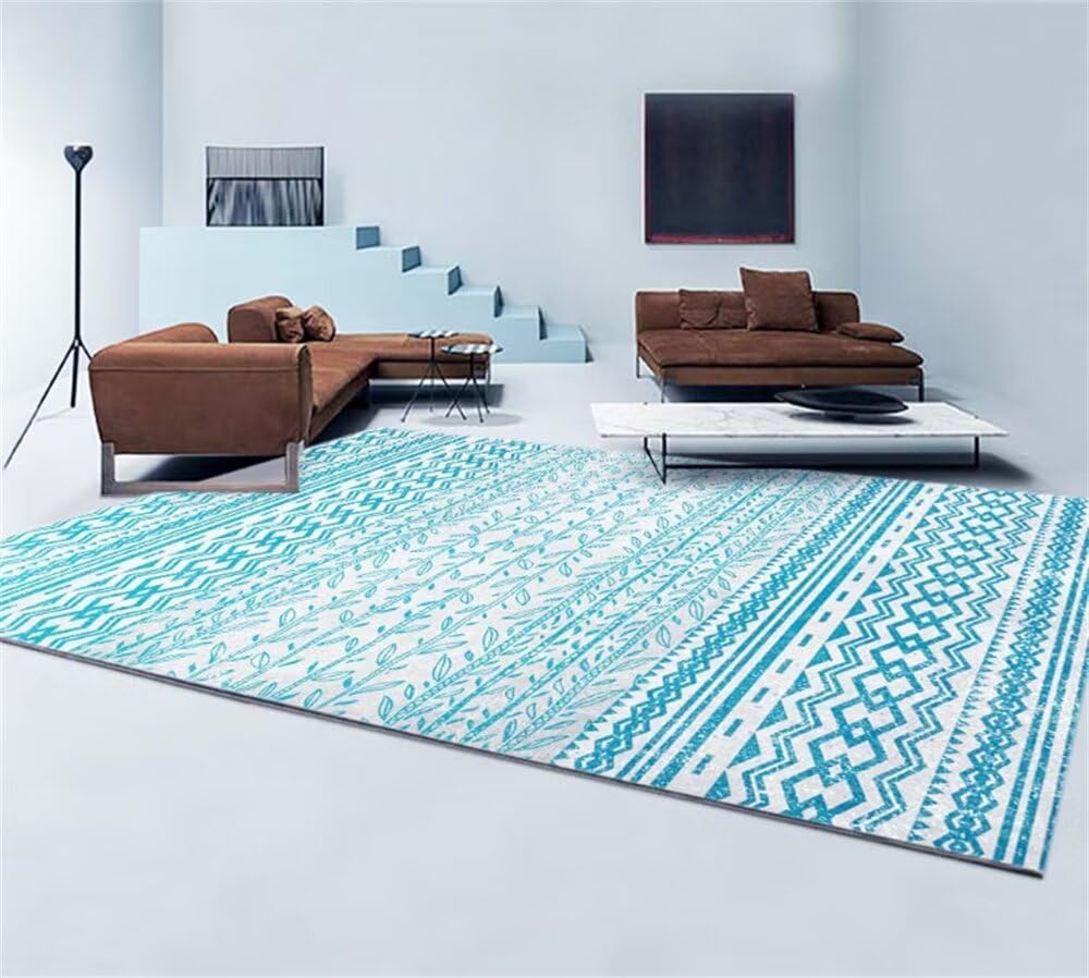 Tapis éveil bébé lavable fini les taches au salon tapis bleu 70x200