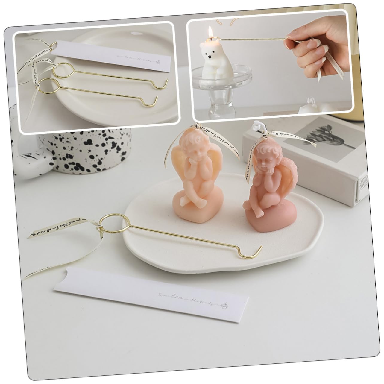 HOODANCOS 2Pcs Candle Wick Extinguisher Snuffer Tool Candle Flame Dipper with Comfortable Handle for and Easy Wick Dousing Candle Accessory for Home Use