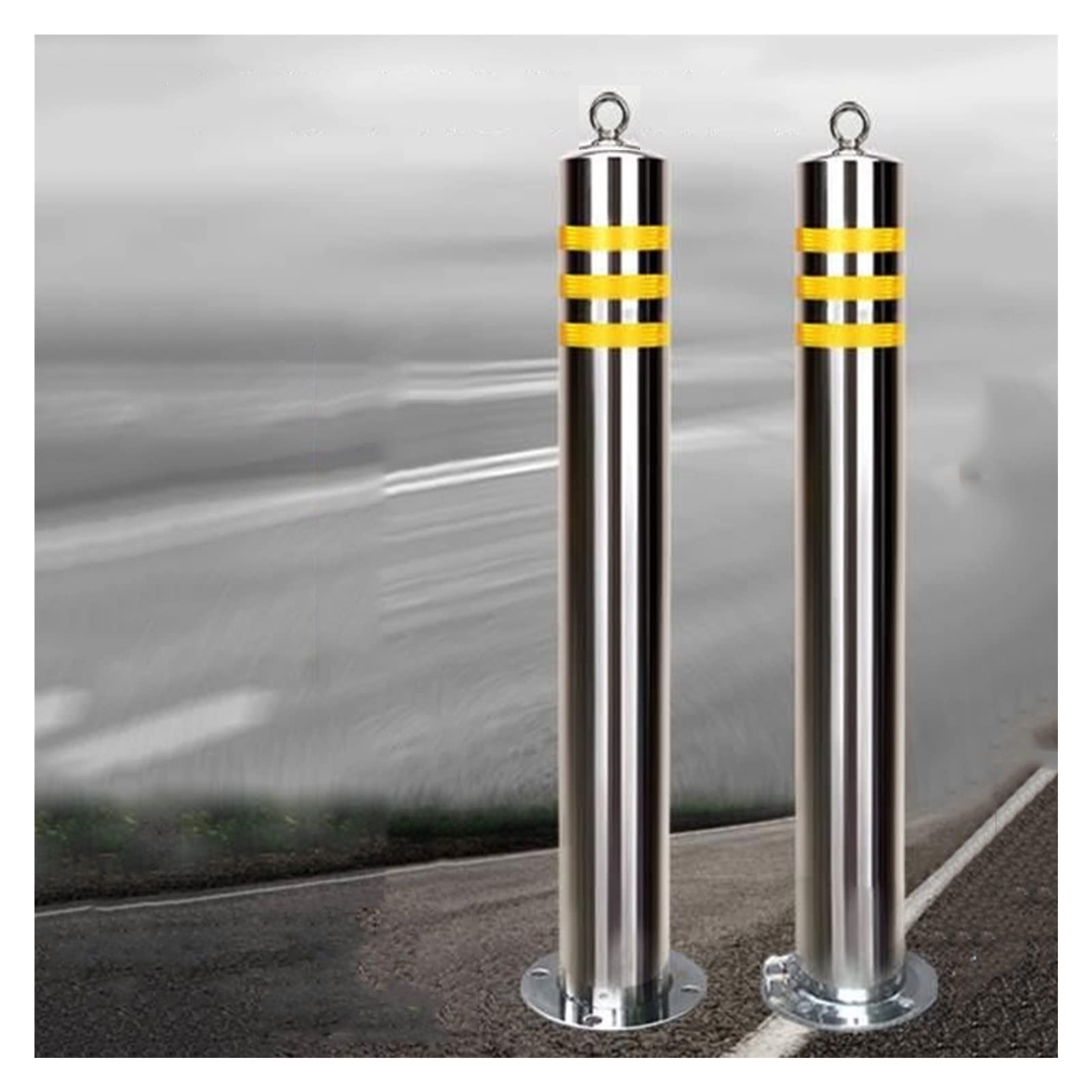 WOTZOV Traffic Cone Safety Barrier 2-Pack Parking Reflective Bollard, Stainless Steel Driveway Parking Traffic Safety Cones With Lock For Protect Your Parking Space,110cm/43.3in
