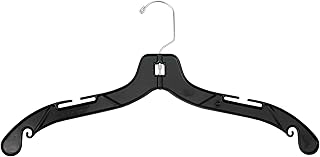 NAHANCO 17” Plastic Heavy Weight Shirt/Dress Hanger with Chrome Swivel Hook, Black (Pack of 100), Made in USA