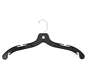 NAHANCO 17 Plastic Heavy Weight Shirt/Dress Hanger with Chrome Swivel Hook, Black Pack of 100, Made in USA