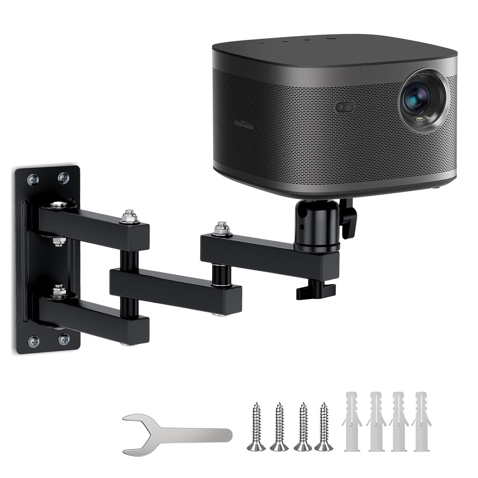 Supporto da Parete per Proiettore Pieghevole, Staffa da Soffitto per Proiettore con viti da 1/4 con Rotazione a 360° per Home Theatre, Ufficio e Sala Giochi