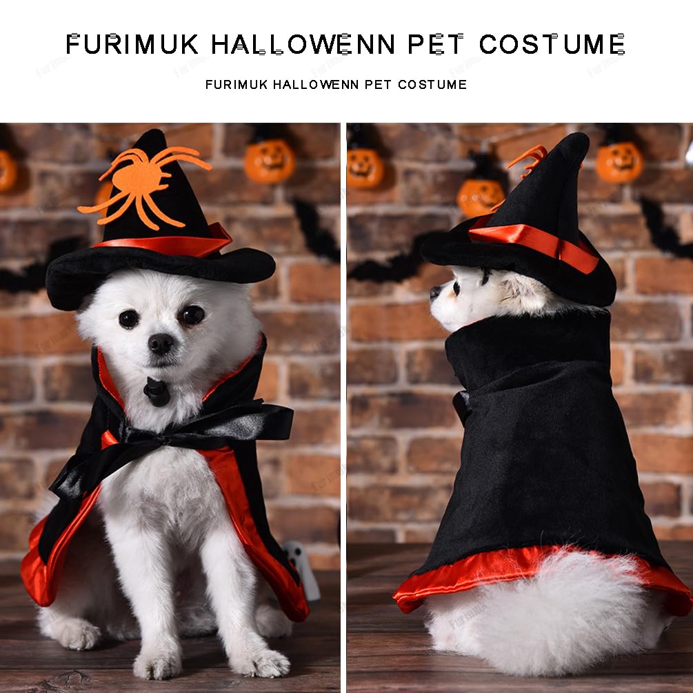 Yoption Halloween-Kostüm Für Hunde/Katzen – Hexen-Skelett-Kleid Mit Kapuze, Größe M, Weiches Polyester