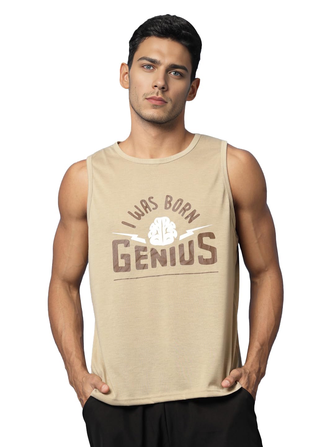 Tank Tops Sleeveless T-Shirt for Men Gym Wear Vest Graphic Printed Stylish Round Neck Running Sando for Sports Workout Fitness & Casual or Beach Wear