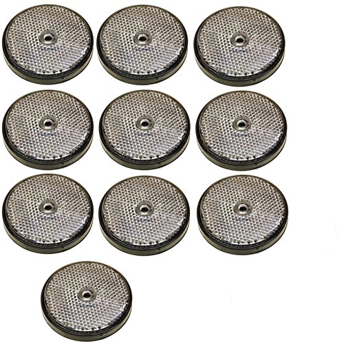 Clear Round Front Reflector White Pack of 10 for Trailers Fence Gate Posts TR069