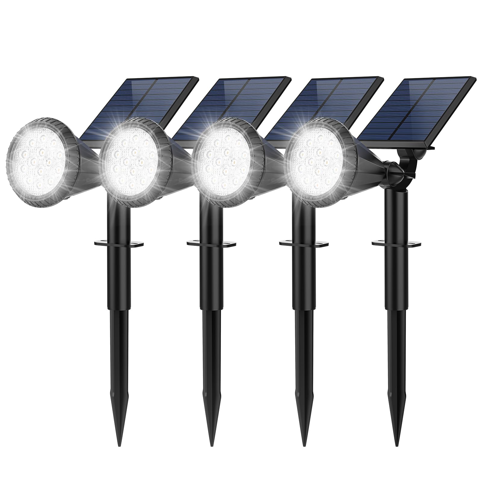 Solar Spot Lights Outdoor, 4 Pack Outdoor Solar Lights for Yard, IP65 Waterproof Solar Spotlights with 4 Modes