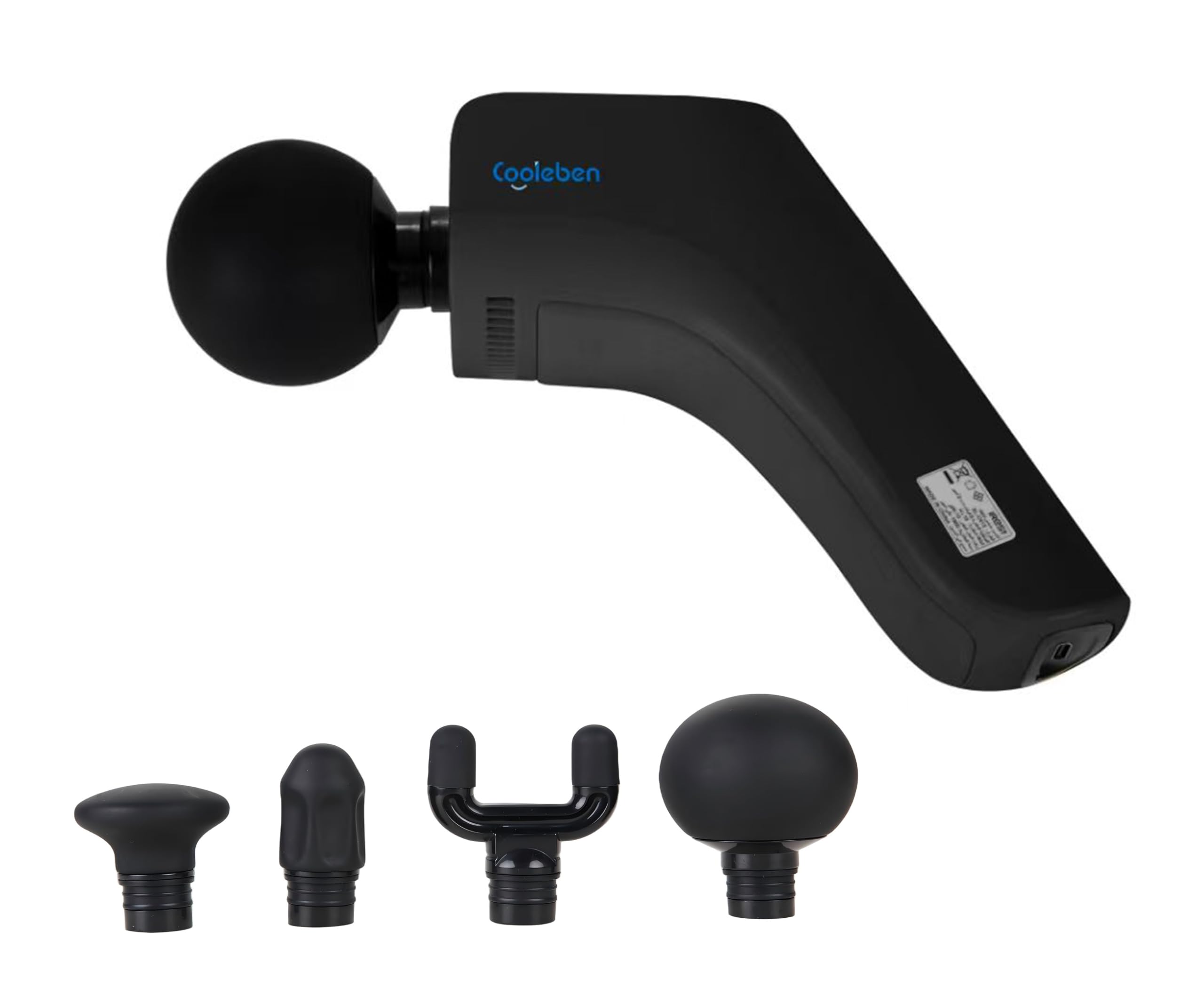 Massagepistole, Muskel-Percussionsmassagegerät mit Intelligenter Modus, 5 Schwingstufen & 4 Silikonmassageköpfen, 15W Leistungsstark für Muskelentspannung (Schwarz)