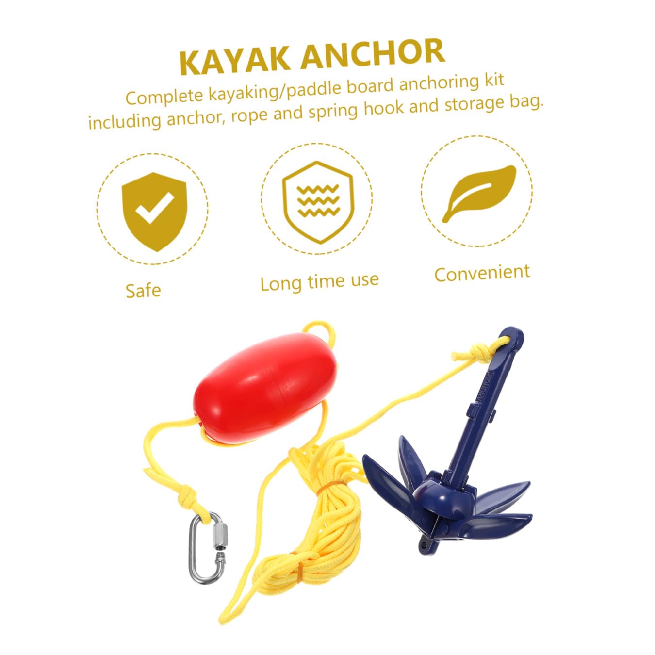 ifundom Ancla Plegable de Aleación de Aluminio para Kayak y Canoa, Fácil de Almacenar Cuerda y Gancho de Resorte, Adecuado para Deportes Acuáticos y Pesca